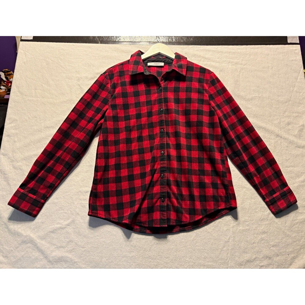 Lee Riders Men’s M Red/Black Plaid Flannel Long Sleeve Button-Up Point Collar